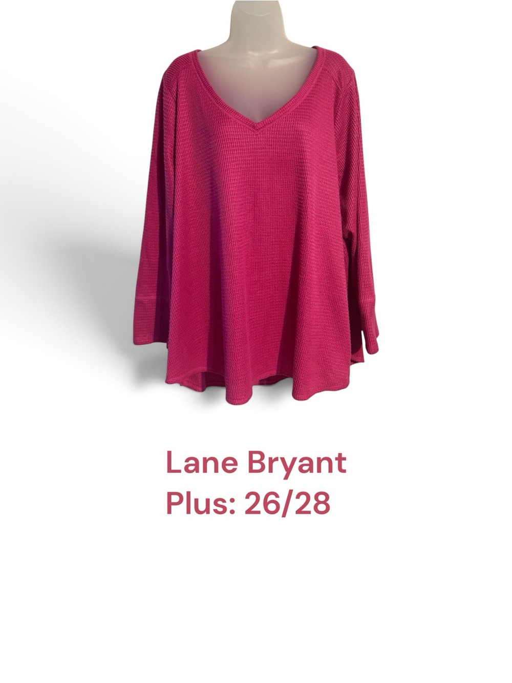 Lane Bryant Beautiful Hot Pink V-Neck Top PERFECT for FALL!!  PLUS: 26/28    #P